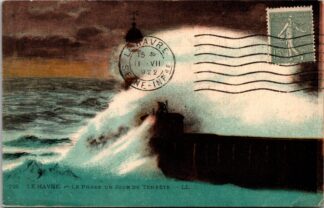 728 le havre la phare un jour de tempête